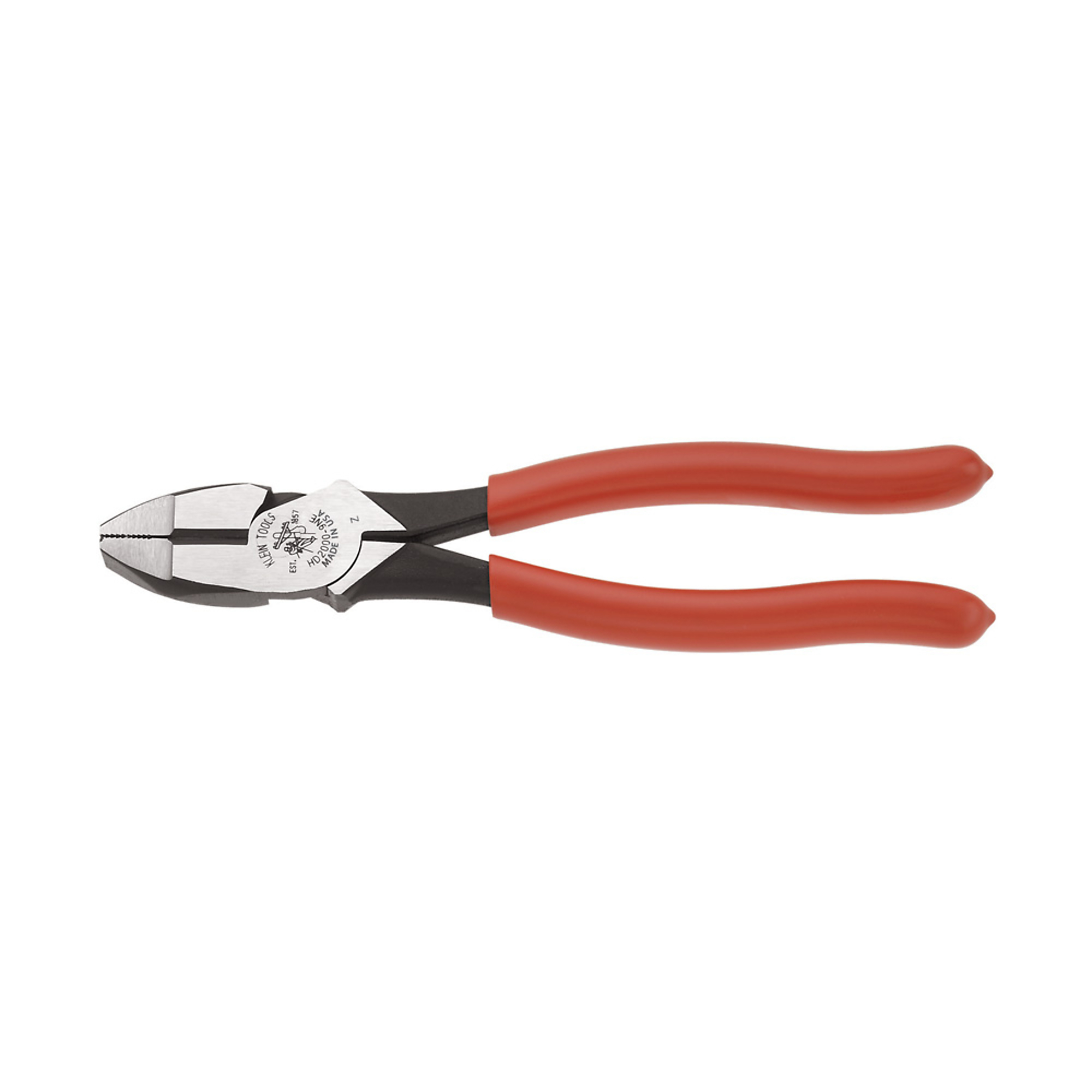 Klein Tools, Heavy-Duty Lineman’s Pliers, Thicker-Dipped Handle, Pieces (qty.) 1 Material Steel, Jaw Capacity 1.42 in, Model# HD2000-9NE